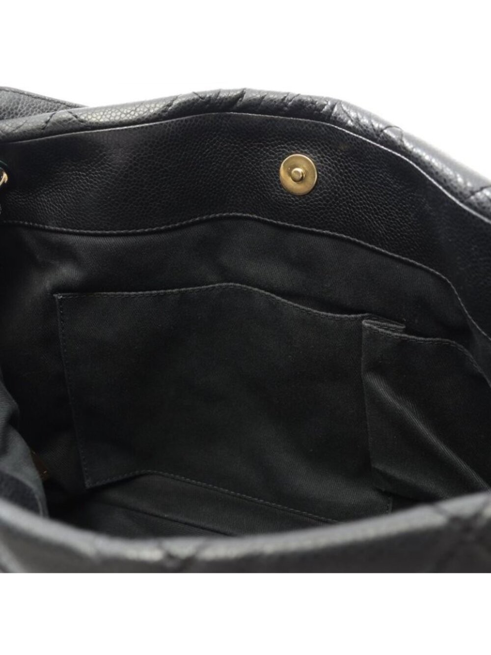 Chanel Tote Quilted Black Caviar Leather CC Logo - Picture 9 of 9